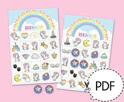 Unicorn Magische Bingo Spel Kit Afdrukbare Pdf Download Kinderfeestje Verjaardagsfeestje Spelletjes Eenhoorn Feest