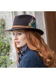 Hicks Brown The Suffolk Fedora With Classic Feather Ladies From A Hume Uk