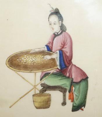 Framed 19th Century Chinese Gouaches on Rice Paper, Set of 4