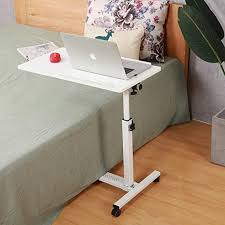 Amazon Com Rolling Laptop Table Rolling Laptop Desk With Wheels Rolling Laptop Stand Adjustable Overbed Bedside Table Overbed In 2020 Laptop Table Overbed Table Desk