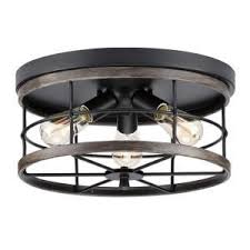 Install the correct size light bulb in the fixture's. Progress Lighting Fairforest 15 75 In 3 Light Matte Black Flushmount With Aged Oak Accents P350175 031 The Home Depot Hallway Light Fixtures Oak Accent Entryway Light Fixtures