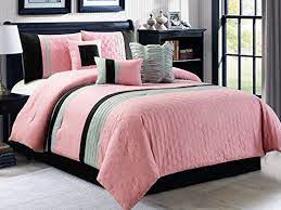 Go on and get ready to revive, rejuvenate and restore your room with a new comforter. 7pc Leaves Embossed Pleated Ruffled Striped Comforter Set Pink Black Silver Gray Queen On Sale Check Comforter Sets Comforter Sets Pink Black Comforter Sets