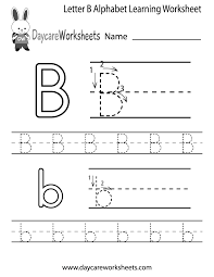 free letter b alphabet learning worksheet for preschool