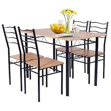Maybe you would like to learn more about one of these? Buy Costway 5 Piece Dining Table Set 29 5 With 4 Chairs Wood Metal Kitchen Breakfast Furniture Brown By Costway On Dot Bo
