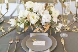 Modern Wedding Inspiration With Gray And Gold Ruffled Wedding Table Settings Wedding Table Runners Gold Table Runners Wedding
