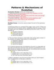 Worksheet Patterns Mechanisms Of Evolution Key Patterns Mechanisms Of Evolution Vocabulary Review Define The Following Terms 1 Stabilizing Course Hero