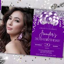 Silver Glitter Purple Editable Birthday Photo Invitation-any Age-any Color  Background, Print or Text, Instant Download, Corjl Template, 096
