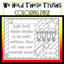 Courtesy of the heritage collectors' society, inc., all rights reserved. We Hold These Truths Coloring Page Civics Eoc Declaration Of Independence