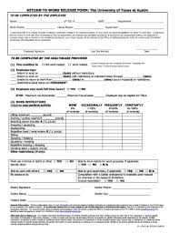The form is available online which is to be duly filled and all the employees are needed to submit any return to work medical form provided by respective healthcare provider before joining the work after a. 160 Medical Release Forms For Employer Page 18