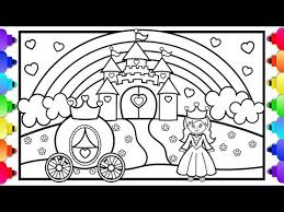 Download this running horse printable to entertain your child. Princess Castle Coloring Page Learn To Draw A Princess Castle Rainbow And Princess Carriage Ø§Ù„ÙƒÙˆÙŠØª Vlip Lv