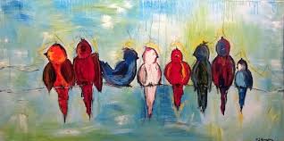 Colored Birds On A Wire Wall Art Abstract Bird Painting Original Acrylic Painting By Cjhayesart 120 00 Idee Farbe Abstrakte Malerei Acrylbilder