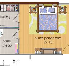 Une Maison En Ossature Bois Chambre Parentale Plan Chambre Parentale Rectangulaire Suite Parentale Dressing Salle De Bain