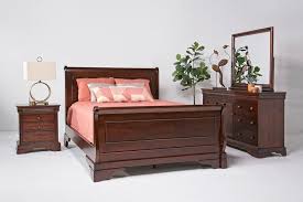 5 pc bedroom set includes: Versailles Sleigh Bed Dresser Mirror In Merlot Queen Mor Furniture