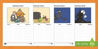 Linking verbs do not show actions. Halloween Verb Adjective And Noun Picture Worksheet