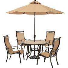 Get the garden ready for summer with b&m's range of patio and outdoor furniture, including cheap patio dining sets, entry sofas, and more. Walmart For Hanover Monaco 5 Piece Outdoor Dining Set With Table Umbrella Accuweather Shop
