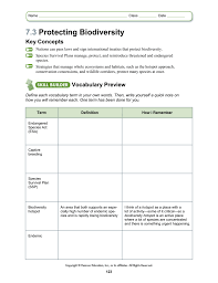 7 3 Protecting Biodiversity Worksheet