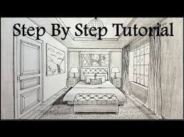 How To Draw A Bedroom In One Point Perspective Step By Step Youtube Perspective Room One Point Perspective Bedroom Drawing
