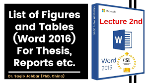 How To Make Automatic List Of Figures Tables Word 2016 For Thesis Reports Etc Microsoft Word 2016 Words Thesis