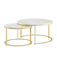 The table is large enough for several people to enjoy. Inspired Home Marley Round Marble Coffee Table Gold Frame Ct131 24wg Lac Rona