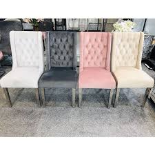 Felicity Pink Velvet Dining Chair With Chrome Legs And Ring Knocker Picture Perfect Home In 2020 Velvet Dining Chairs Pink Velvet Dining Chairs