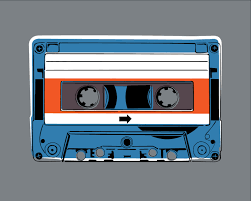 Orange Cassette Tape Illustration Print
