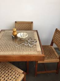 Mid Century Rope Dining Table W 4 Chairs Dining Table 4 Chair Dining Table Table