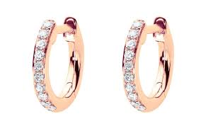 Redline Jewerly Si Joli Mini Creole Earrings With 0 096ct Round Diamond In Rose Gold Bezel Setting Redline