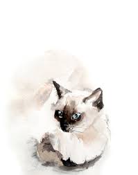 Siamese Cat Painting Art Print Minimalist Siamese Cat Watercolor Painting Art Cat Wall Art Fine Art Print Cat Art Cat Painting Watercolor Cat Cat Art Print