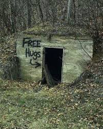 Free hugs #door #bunker #forest #wild #trees #leaf #hole ...