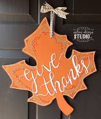 Painted Wood Door Hanger Fall Leaf Hand Painted Sign Autumn Wood Cutout By Door Crafts Fall Crafts Diy Fall Halloween Decor