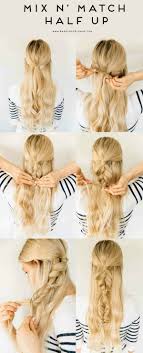 Hairstyles half up half down easy. Barefoot Blonde Mix N Match Half Up Tutorial Half Up Hair Half Up Half Down Hair Down Hairstyles For Long Hair