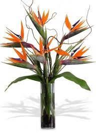 Most Beautiful Yellow Artificial Arrangements In Vase Glass How To Arrange Ar Tropical Flower Arrangements Birds Of Paradise Flower Church Flower Arrangements