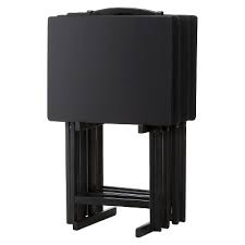 This set includes foldable tv trays and one storage stand. 5pc Tv Tray Set Wood Black Plastic Dev Group Target