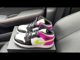 Jordan 1 Mid White Black Cyber Pink Air Jordan 1 Mid Cyber Active Fuchsia Shoes Youtube