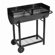 Valable du 02/06/2020 au 13/06/2020. Barbecue Charbon De Bois A 2 Roues 2 Grilles Et 1 Thermometre En Metal Noir