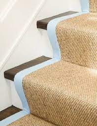 Like regular carpet, wool is the natural stair runners: Jute Runner For Stairs With Light Blue Border Stairs Trim Carpet Stairs Stair Runner Carpet