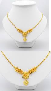 Asian And East Indian 98508 Heart Flower 22k 23k 24k Thai Yellow Gold Plated Necklace Jewel Gold Necklace Designs Gold Necklace Simple Unique Jewelry Necklace