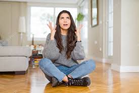 Young Beautiful Woman Sitting Floor Home Crazy Mad Shouting Yelling Sto Ad Sitting Floor Woman Young Ad Young And Beautiful Beautiful Women Women