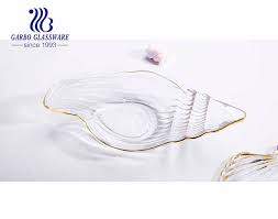 8 بوصات على الطراز الأوروبي صدف تصميم طبق فاكهة زجاجي فاخر للغاية مع حافة ذهبية