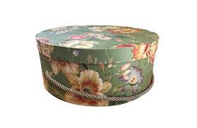 Large Hat Box In Green Floral Large Decorative Fabric Covered Hat Boxes Round Storage Box Keepsake Boxes With Lid Vintage Hat Boxes Fabric Decor Large Hats
