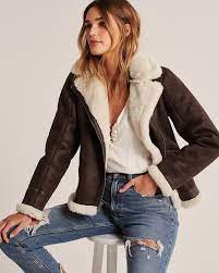 Womens Faux Shearling Aviator Jacket Womens Coats Jackets Abercrombie Com Aviator Jackets Fashion Jackets For Women