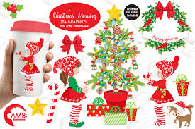Christmas Elves Clipart Graphic By Ambillustrations Creative Fabrica