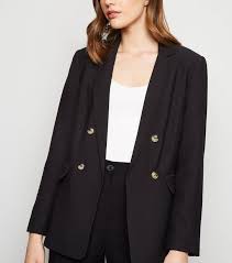 A single breated overcoat / peacoat with two pockets. Black Twill Double Breasted Blazer New Look