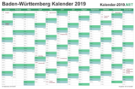 Markiere in dem dargestellten kalender des zeitraums januar 2021 bis dezember 2021, die tage, an welchen du deinen urlaub nehmen möchtest. Kalender 2019 Baden Wurttemberg