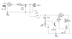 The basic circuitry on solar powered streetlight is the solar charge controller which essentially consists of an automatic battery charger, fed by the solar panel and a lighting controller, automated for dust to dawn operation. Night Light For Kids Room Circuit