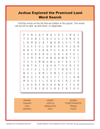 All coloring pages are sized 8.5 x 11 or a4 size with a 300 dpi resolution for instant printing. Joshua Explored The Promised Land Word Search Activity