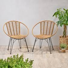 Noble House Highland Black Wicker Outdoor Dining Chairs 2 Pack 68435 The Home Depot In 2020 Wicker Dining Chairs Patio Dining Chairs Patio Dining