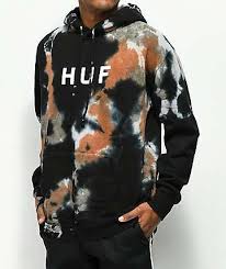 Black And Orange Tie Dye Hoodie Huf Og Logo Black Tie Dye Hoodie Tie Dye Hoodie Tie Dye Outfits Black Tie Dye