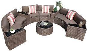 3.8 out of 5 stars. Buy Sunsitt Outdoor Sectional Set 11 Piece Half Moon Patio Furniture Pe Wicker Sofa Taupe Cushions With 4 Side Table And 4 Pillows Online In Vietnam B083jtn7r4