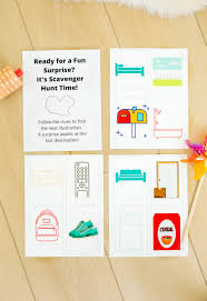 It is made up of 6 clue pages that you print and hide around the house to form a trail of clues that leads to the treasure. Scavenger Hunt For Kids Free Printable Friday We Re In Love